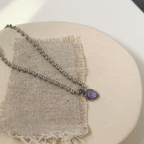 Purple Crystal Heart Necklace