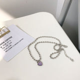 Purple Crystal Heart Necklace