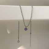 Purple Crystal Heart Necklace