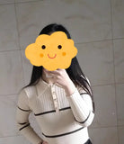 Ribbed Collared Knitted Blouse