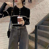 Ribbed Collared Knitted Blouse