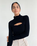 Knitted Ribbed Turtleneck Top