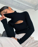 Knitted Ribbed Turtleneck Top