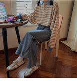 Oversized Drop Shoulder Polo Sweater