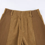 Patched Corduroy High Waisted Pants