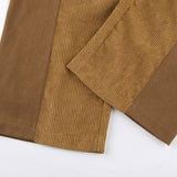 Patched Corduroy High Waisted Pants