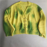 Tie Dye Safety Pin Cardigan Sweater