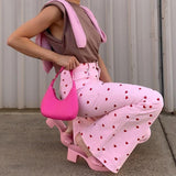 Pink Hearts Bell Bottom Trousers