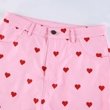 Pink Hearts Bell Bottom Trousers