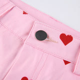 Pink Hearts Bell Bottom Trousers