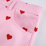Pink Hearts Bell Bottom Trousers