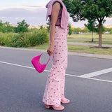 Pink Hearts Bell Bottom Trousers