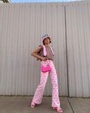 Pink Hearts Bell Bottom Trousers