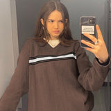 Striped V Neck Oversized Sweater