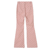 Pink Checkerboard High Waisted Jeans