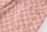Pink Checkerboard High Waisted Jeans