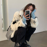 Turn Down Collar Speckled Fur Coat