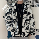 "Faces" Sherpa Zip Up Jacket