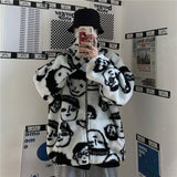 "Faces" Sherpa Zip Up Jacket