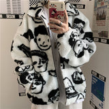 "Faces" Sherpa Zip Up Jacket