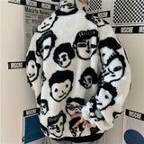 "Faces" Sherpa Zip Up Jacket