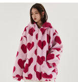 Oversized Hearts Sherpa Coat