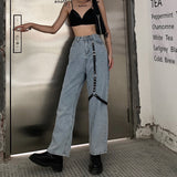 High Waisted Jeans With Leg Harness