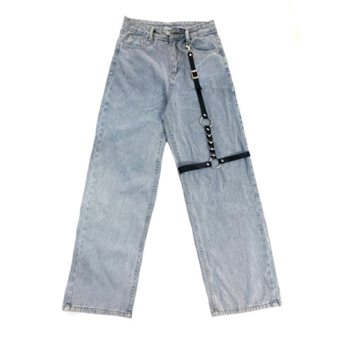 High Waisted Jeans With Leg Harness