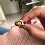 Initial A-Z Old English Signet Ring