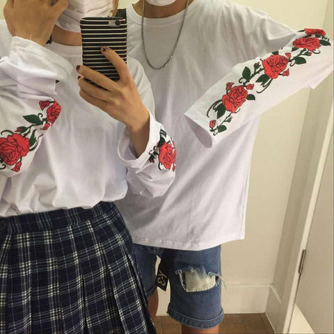 Rose Sleeve Printed Tee