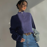 Ribbed Zip Up Knitted Sweater