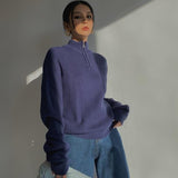 Ribbed Zip Up Knitted Sweater