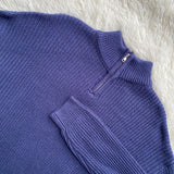 Ribbed Zip Up Knitted Sweater