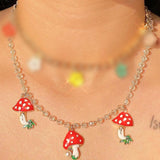 Mushroom & Flower Necklace