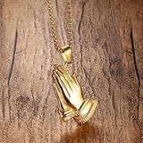 Gold Plated Praying Hands Necklace