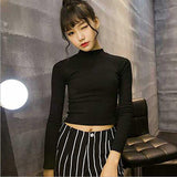 Slim Soft Elastic Turtleneck Crop Top