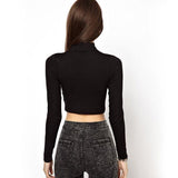 Slim Soft Elastic Turtleneck Crop Top