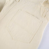 Wide Leg White Overalls Jeans