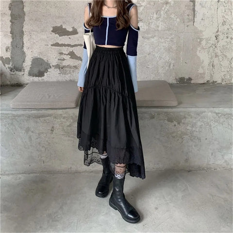 Irregular Pleated Midi Skirt