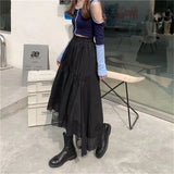 Irregular Pleated Midi Skirt