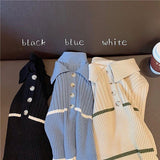 Ribbed Collared Knitted Blouse