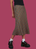 Vintage 90s Plaid High Waist Maxi Skirt