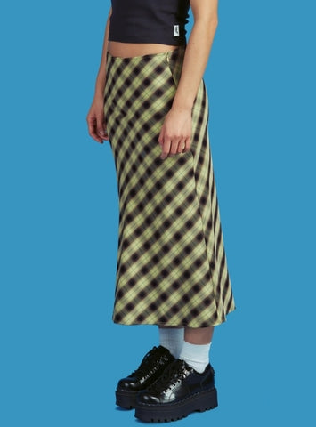 Vintage 90s Plaid High Waist Maxi Skirt