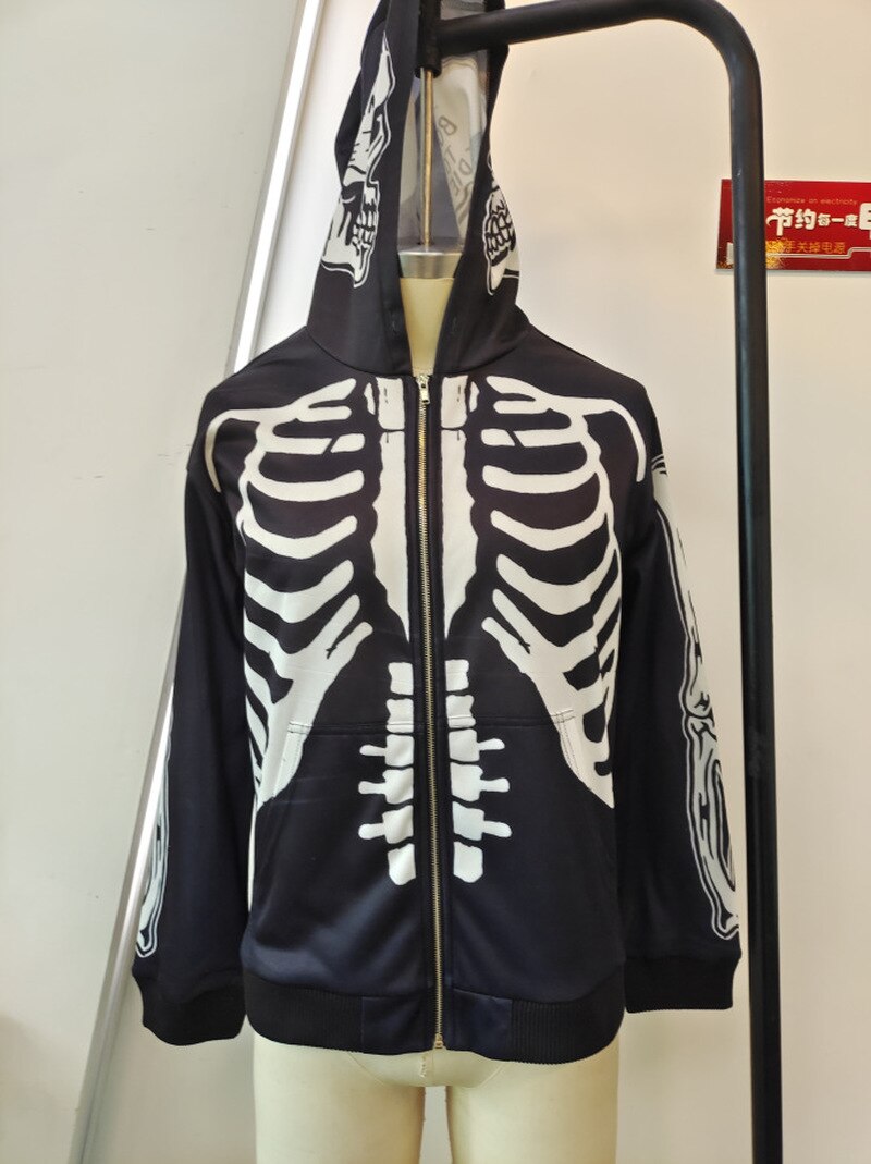 Skeleton Zip Up Hoodie – White Market