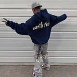 Oversized Smiley Weed Zip Up Hoodie