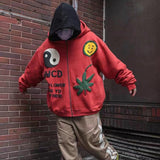 Oversized Smiley Weed Zip Up Hoodie