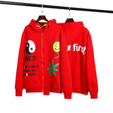 Oversized Smiley Weed Zip Up Hoodie