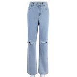 Ripped Knee Wide Leg Jeans
