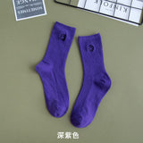 Embroidered Happy Face Socks