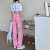 High Waisted Pink Work Jeans